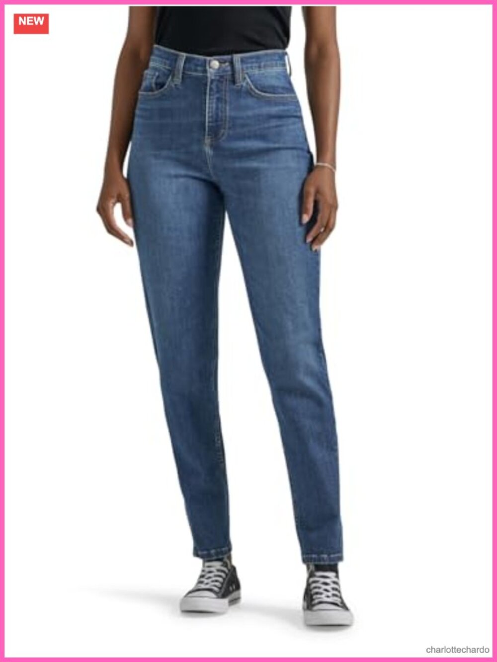 High Rise Mom Jeans Straight Leg Stretch Denim 5-Pocket